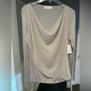 NWT VELVET chiffon and light jersey knit top, alabaster gray, size XL
